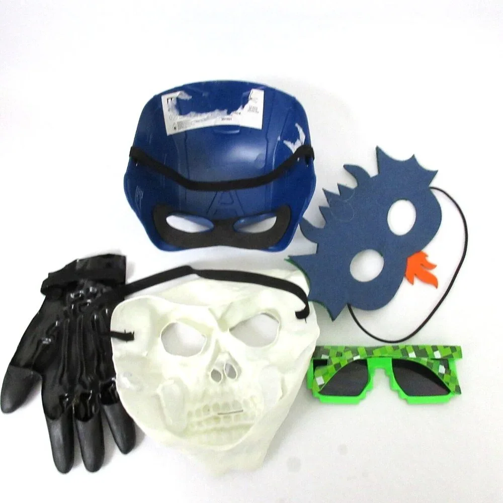Lot of 5 Pc Captain America Skull Halloween Masks Pixel Kids Toy Dress-up Play